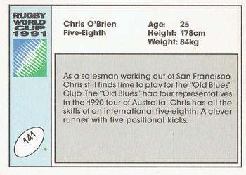 1991 Regina Rugby World Cup #141 Chris O'Brien Back